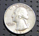 1961 P Washington Quarter, Silver melt value is  roughly $16.50 to $16.90