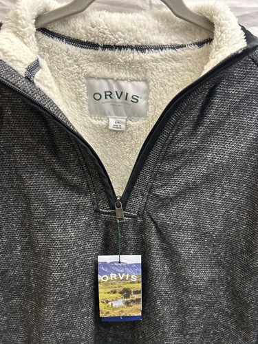 Orvis Herren Fleece gefütterter Viertelreißverschluss Pullover Large grau Wandern Outdoor Sherpa - Bild 3 von 10