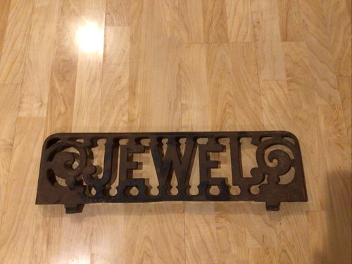 ANTIQUE JEWEL CAST IRON STOVE GRATE PART SIGN EMBLEM Nice Condition Great Look!