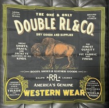 RRL Ralph Lauren Western Wear Bandana Cotton Black Logo good condition Used