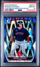 2023 Bowman Chrome Prospect Purple Raywave Refractor Roman Anthony /250 PSA 10