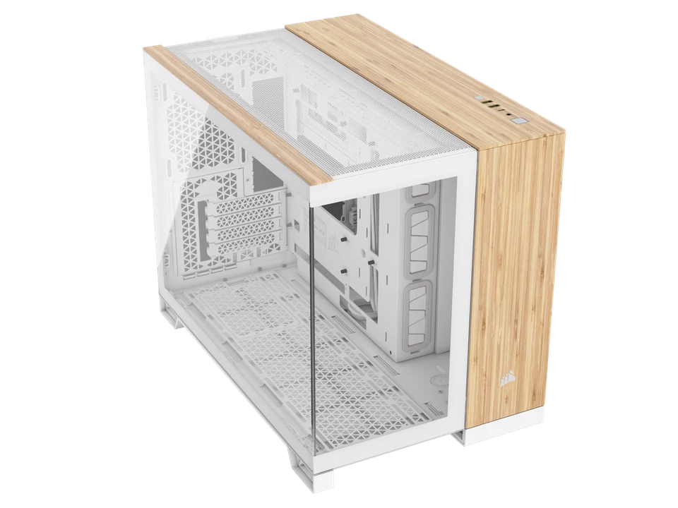 CORSAIR 2500X Micro ATX Dual Chamber PC Case, White/Bamboo, CC-9011288-WW - Image 3 of 4