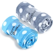 JML 2-Pack Polka Dot Fleece Throw Blankets 50"x60"