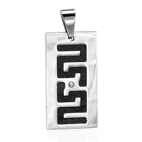 Stylish Pendant With Cubic zirconia in Black Resin and Stainless steel
