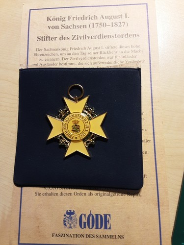 Sachsen Zivildienstorden 1815 GÖDE Orden ZERTIFIKAT - Bild 2 von 3