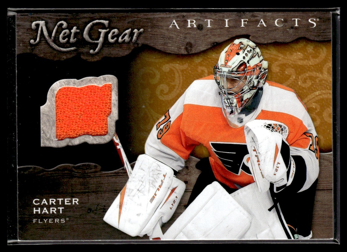 2021-22 Upper Deck Artifacts Net Gear Orange Carter Hart Philadelphia Flyers