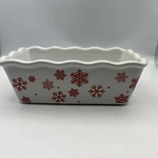 WINTER WONDER LANE Mini Loaf Pan Baking Ceramic Stoneware Christmas Holiday EUC