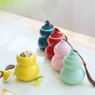 Portable Gourd Tea Caddy Sealed Storage Tank Ceramic