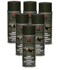 6x Farbspray matt MFH Milit&auml;rlack WH FELDGRAU Milit&auml;rfarbe Spr&uuml;hdose RAL 6006