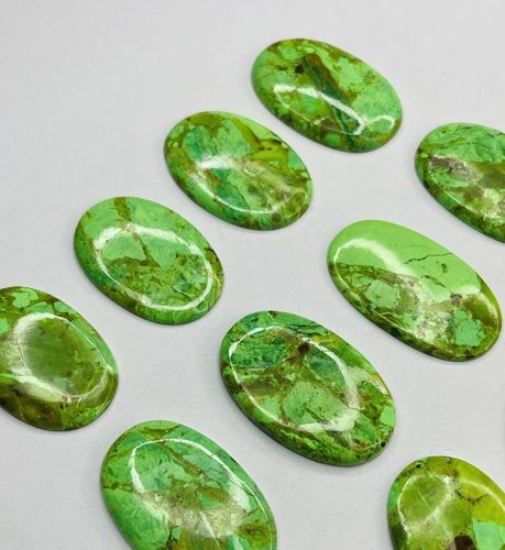 AAA+ Quality Natural Green Copper Turquoise Oval Gemstone Cabochon Wholesale Lot - Picture 4 of 12