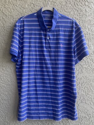 Ralph Lauren Performance Polo Shirt Mens XL Blue White Pink Stripe