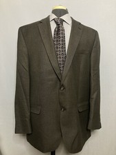 Chaps Mens Blazer 45R Brown Wool Houndstooth 2XL 49" Sport Coat Suit Jacket