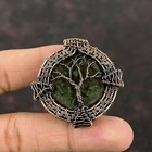 Gift For Her Moldavite Wire Wrapped Tree Of Life Pendant Copper Jewelry 1.81"
