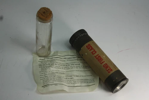 Antique Prudential Insurance Co Urine Sample Test Kit Bottle Paper, Mailer Tube