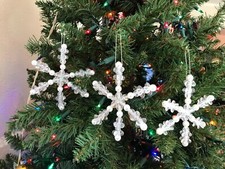 3 Beaded Snowflake Christmas Ornaments