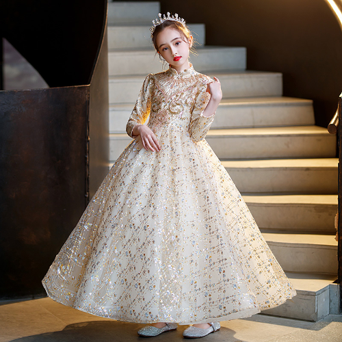 2-12 Years Kiddie  Princess Lace Fashion Show Party Ball Gowns CH0181