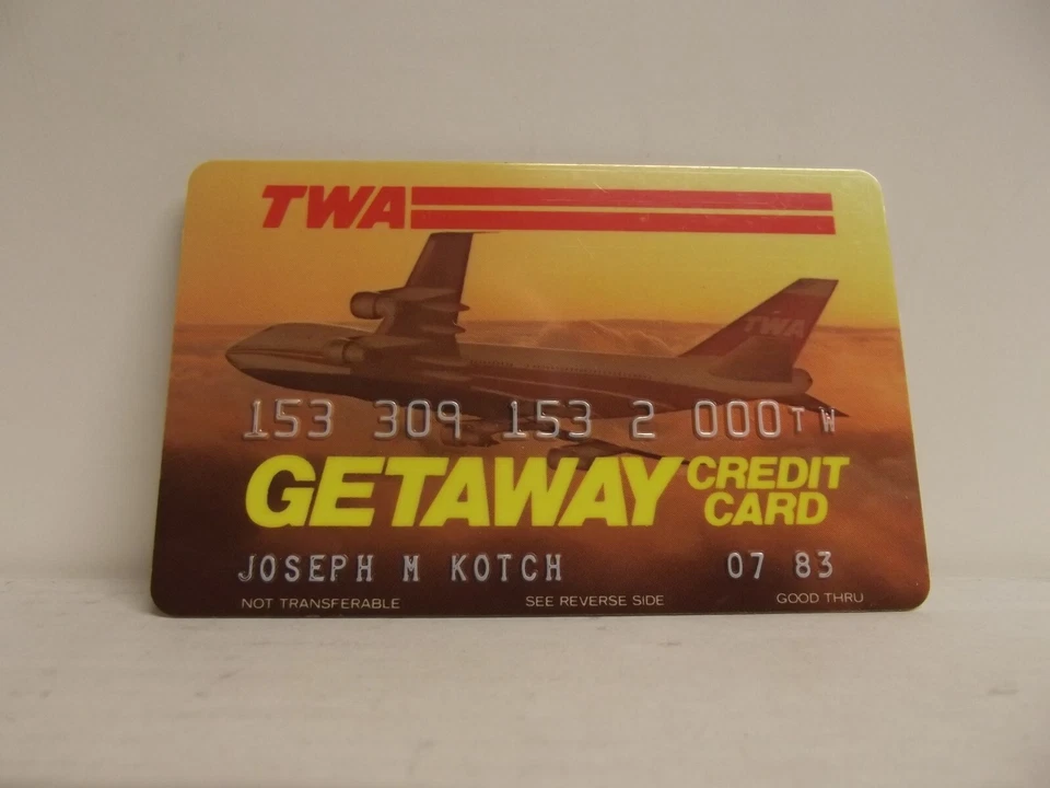 复古,TWA GETAWAY 信用卡,无签名,近乎完好,到期 1983 年,#634 — 第 3/4 张图片
