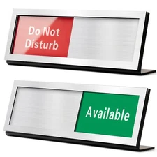Do Not Disturb Office Desk Sign Acrylic Slider Privacy 9.75x3" Brushed