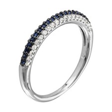 Sterling Silver Ladies Stackable Ring w/ Blue White CZ Stones