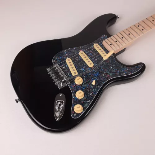 Black with Abalone and Cream Squier Stratocaster Electric Guitar