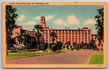 Vinoy Park Hotel St Petersburg Florida Palm Trees Curteich Linen Unused Postcard