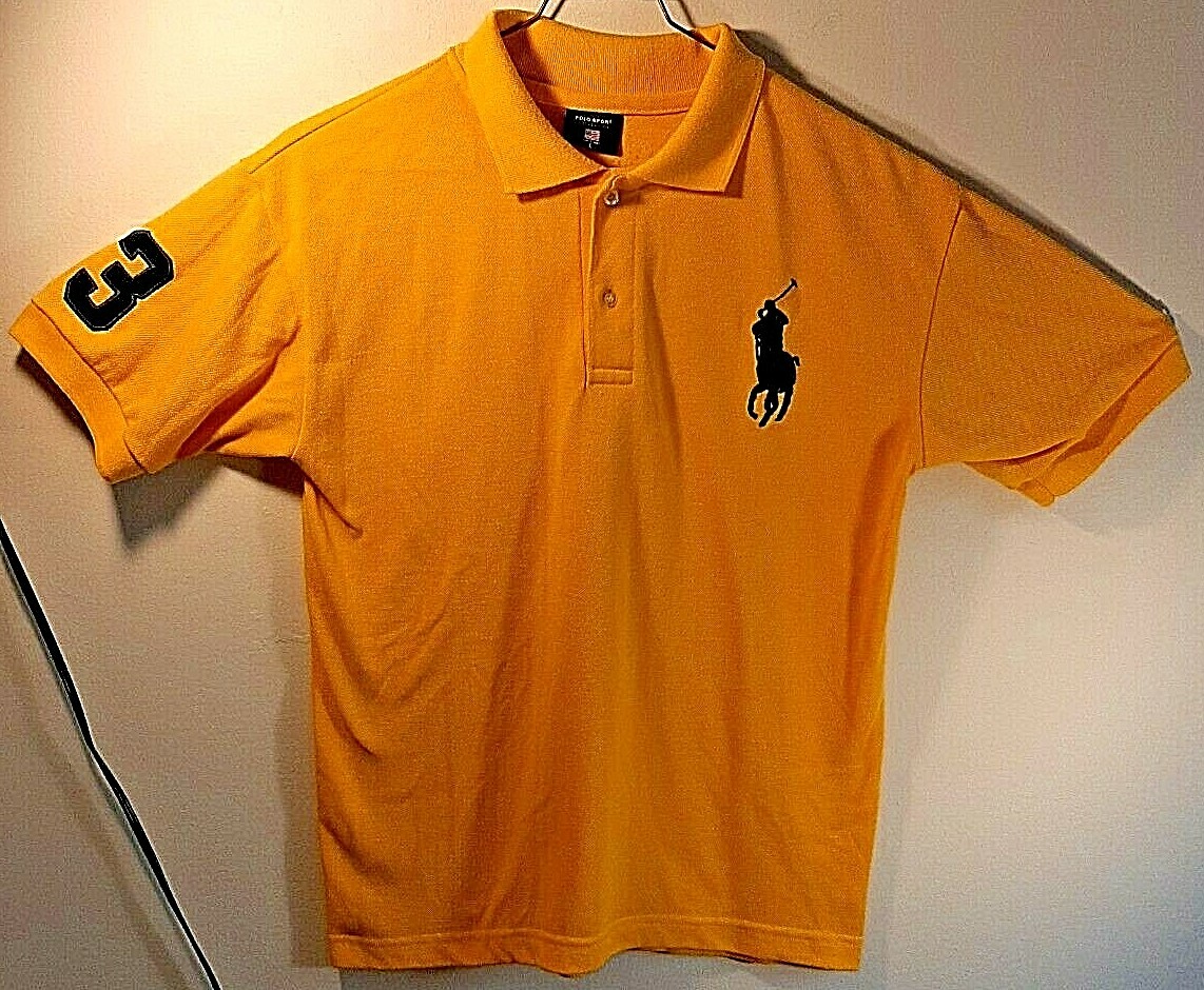 POLO SPORT ポロスポーツLサイズ Polo Sport by Ralph Lauren Yellow Short Sleeve w/Navy Blue