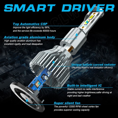 For Pontiac Vibe 2003-2008 LED Headlight High/Low + Fog Light Bulbs Kit 4X 6500K - Picture 10 of 13