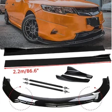 Front Lip Chin Bumper Spoiler For Kia Forte Body Kits Side Skirt Gloss Black