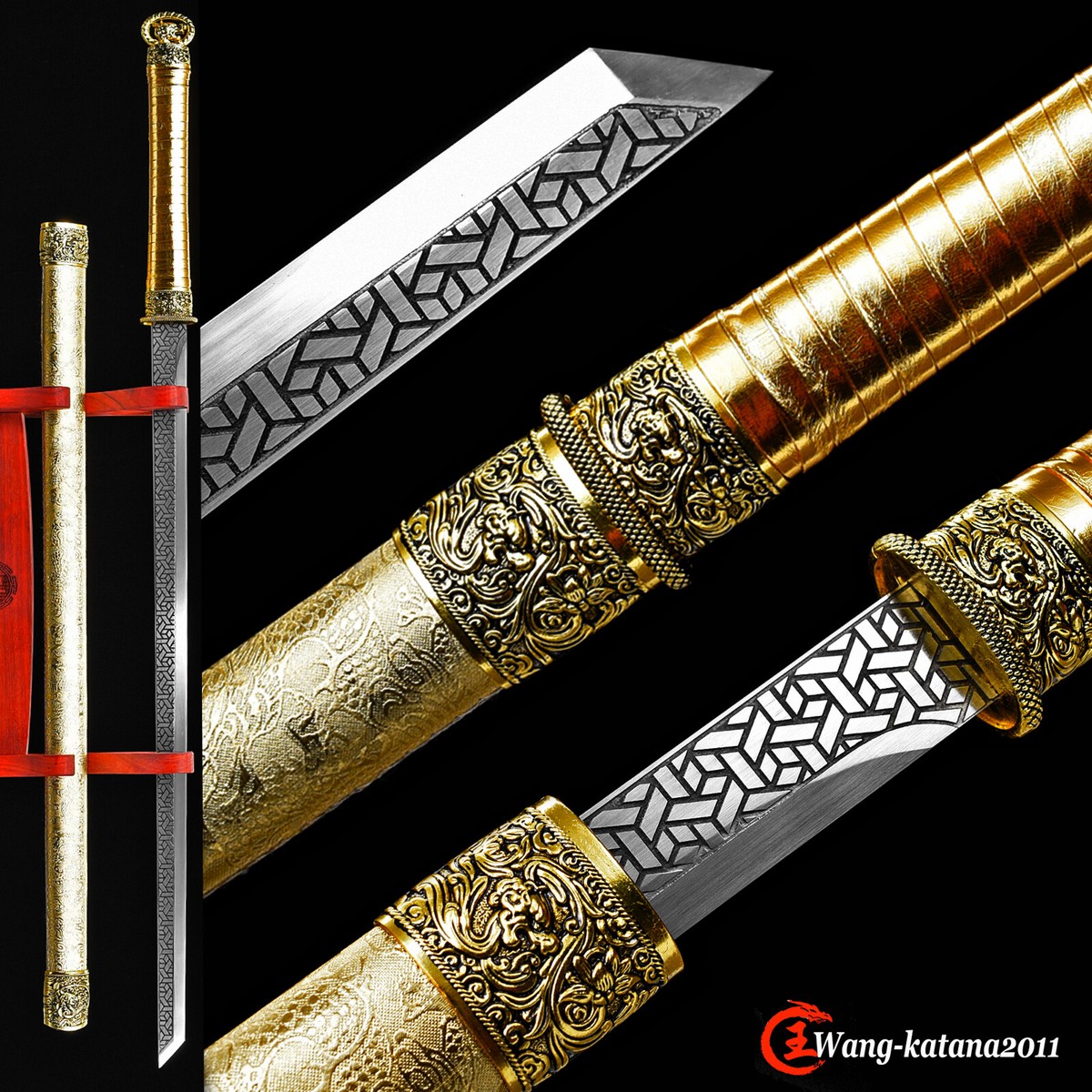 40'' Golden Dragon Ninja Sword 9260 Spring Steel Japanese Straight