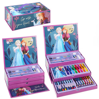 Frozen 52tlg Kinder Malkunst Set mit Aquarell Filzstiften Buntstifte