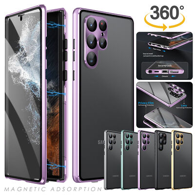 360° Full Glass Screen Magnetic Phone Case For Samsung Galaxy S24 S23 Ultra