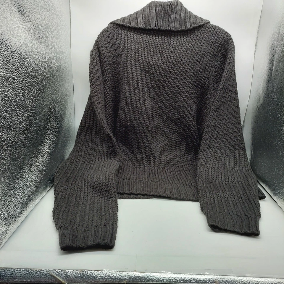 Cárdigan para mujer St Johns Bay tejido con cable con botones negro talla 1X Foto 2 de 4