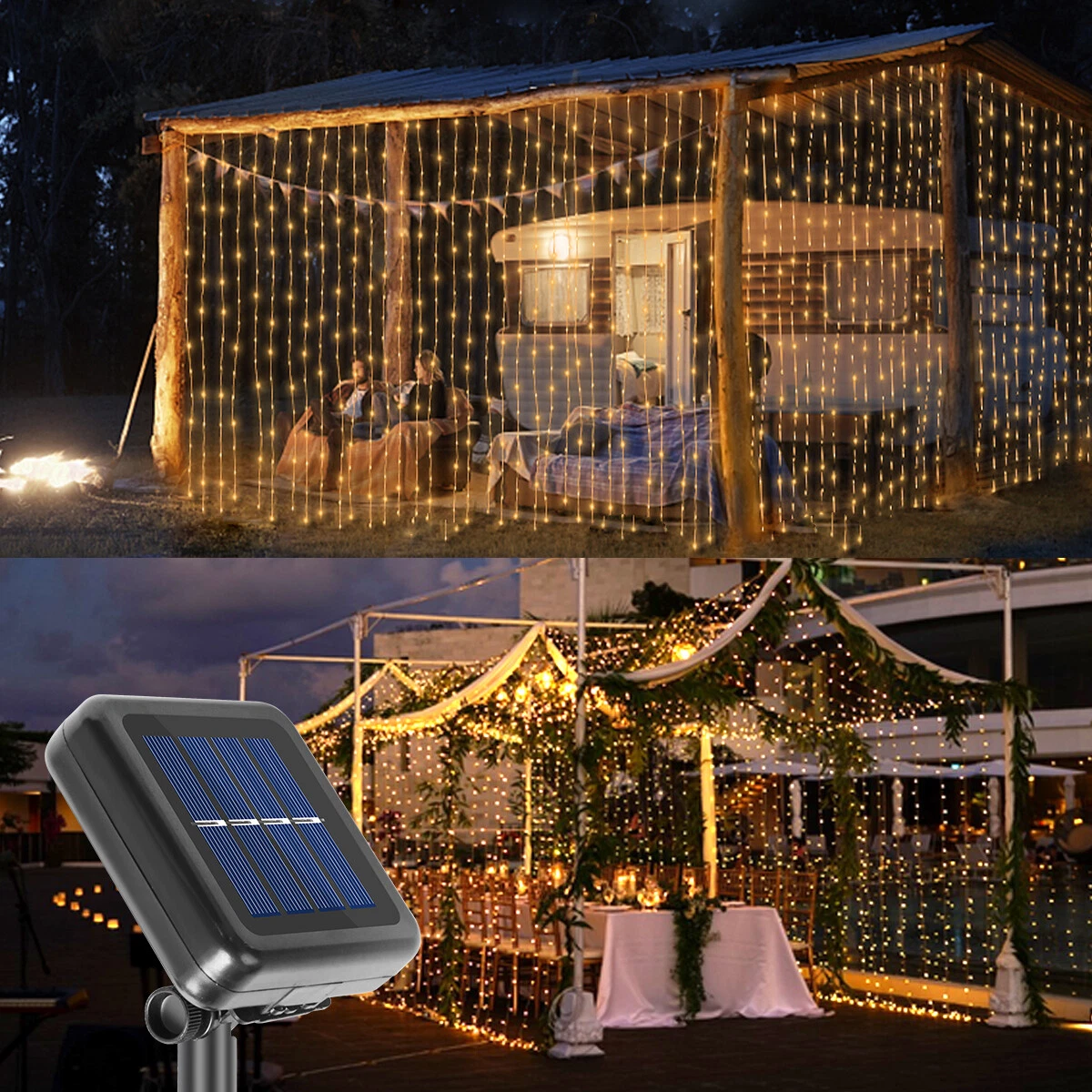 Waterproof Garden Solar Power 3x1 3x2 3x3m LED Curtain String