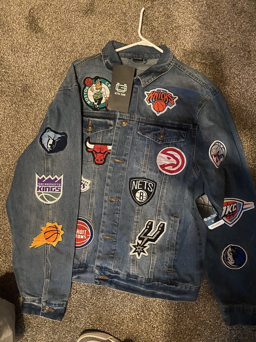 LAロゴ デニムスタジャン NBAパッチ付き NBA Global Stores Mens Blue Denim Jacket(Set) Size XL Team