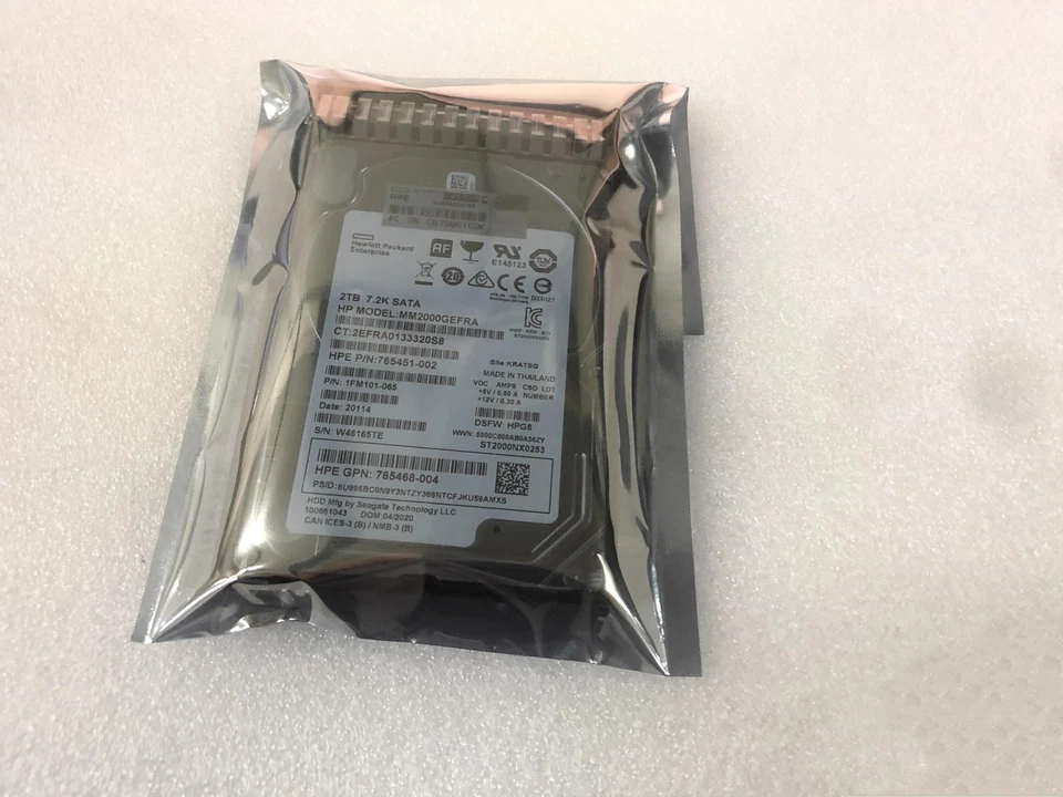 For HPE 765455-B21 765869-001 2TB 7.2K SATA 6G 2.5" MIDLINE 512E HDD Hard Drive - Image 4 of 4