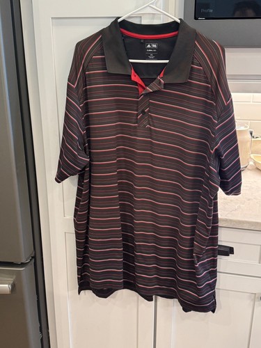 Adidas Climalite Herren Poloshirt Kurzarm braun rot gestreift 2XL