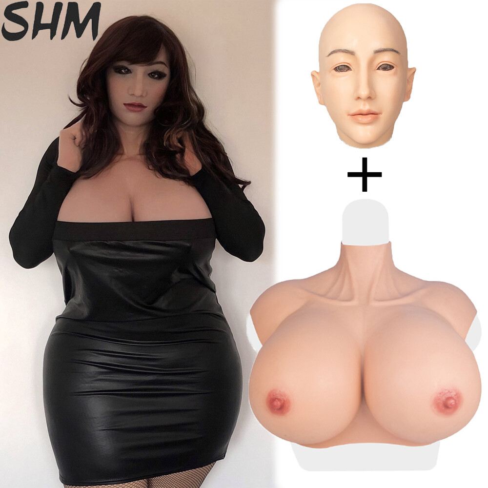 Placa Pecho Falsa Copa Z Silicona Forma Pecho y Mascarilla Facial Completa Cruzado