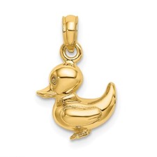 10k Yellow Gold 3-D Duckling Charm Pendant Pe...