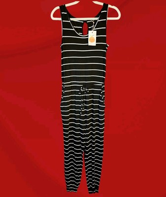 NEW Sleeveless Jumpsuit Romper Small Drawstring Waist Pockets