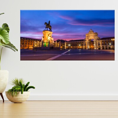 Handelsplatz in der Nacht Lissabon 3D Ansicht Wandsticker Poster Aufkleber A436