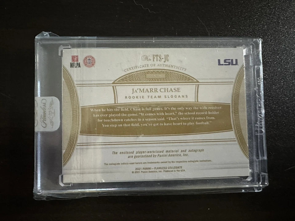 2021 Flawless  Rookie Team Slogans Ja’Marr Chase /25 - Image 2 of 2
