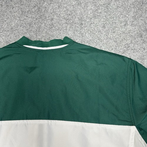 New Era Mens Shirt Size Small Green White Quater Zip Windbreaker Kangaroo Pocket - Picture 15 of 15