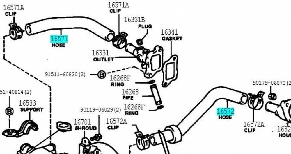 TOYOTA GENUINE OEM COROLLA AE86 CP RADIATOR INLET OUTLET HOSE CLAMP SET ...