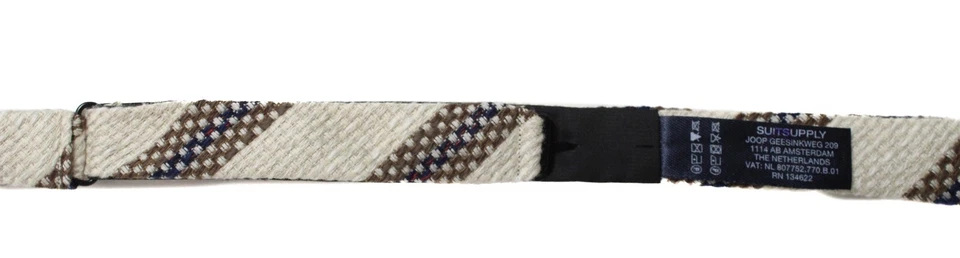 SUITSUPPLY Stripe L. Brown Bow Tie Men's ONE SIZE Linen Blend Adjustable Tied - Image 3 of 4