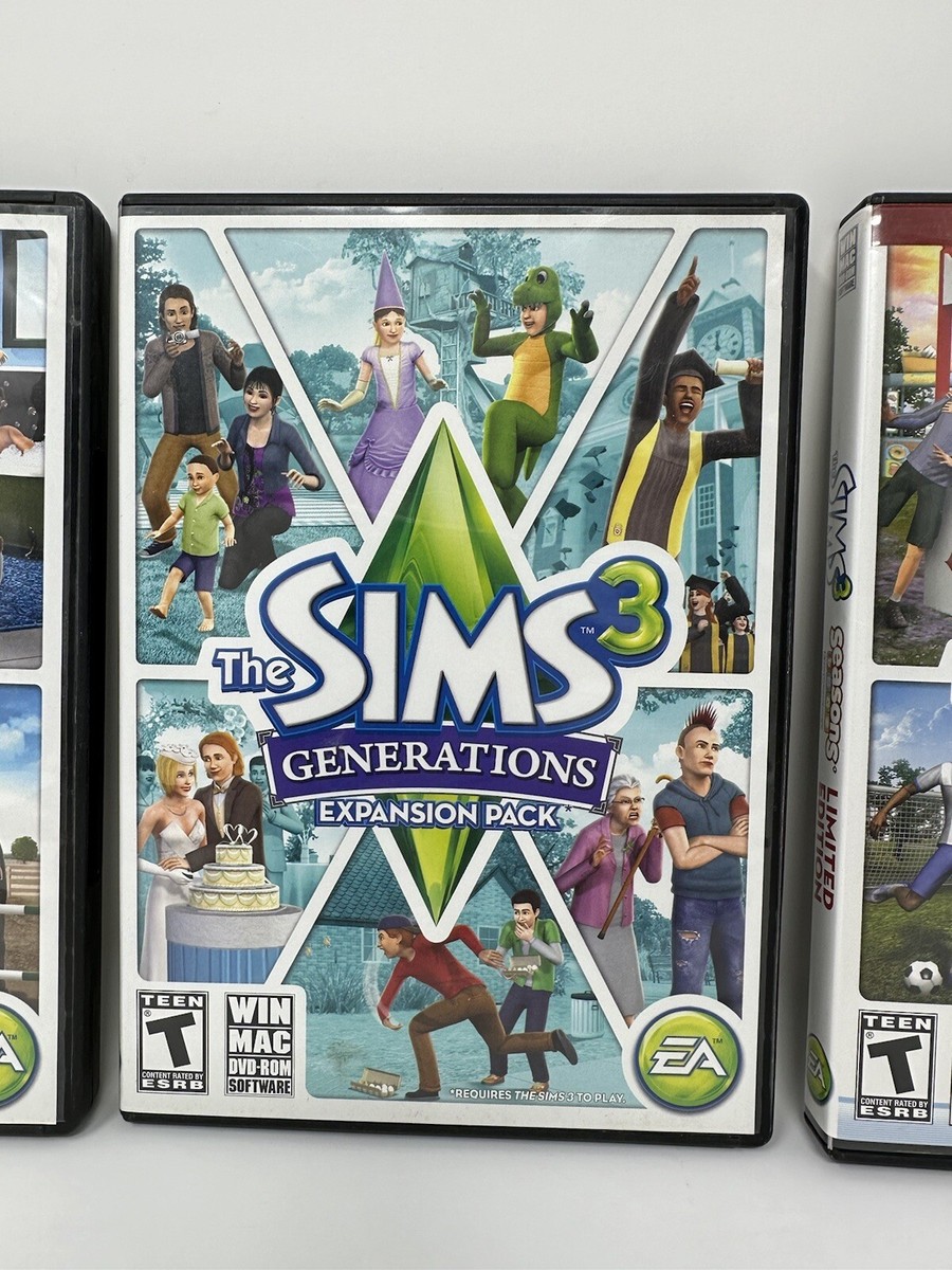 The Sims 3 Lot of 3 Expansion Packs - PETS, Generations, Seasons