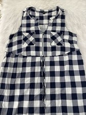 Torrid womens blue plaid dress size 2 v neck sleeveless EUc