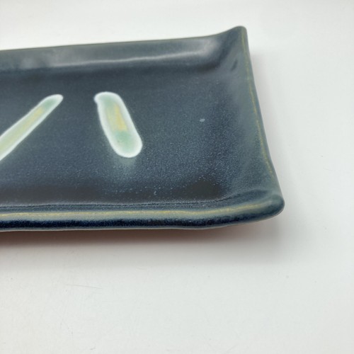 Piatto sushi rettangolare ceramica artistica vintage vassoio 10x6 astratto firmato 99 - Foto 5 di 10