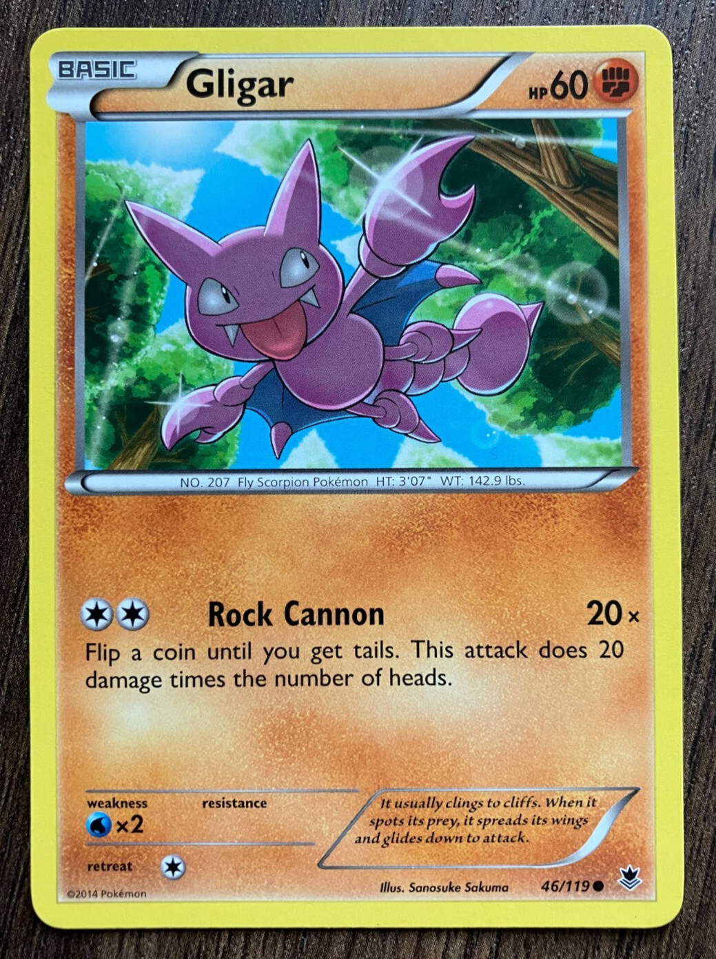 Gligar 46/119 - 2014 Pokemon Phantom Forces Common Card - CLEAN  NM