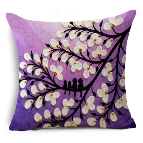 Flowers Life Tree Cotton Linen Sofa Waist Cushion Cover Pillow Case Home Decor - Picture 61 of 63