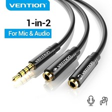 3.5mm Audio Splitter Adapter Jack Braided Earphone Headphone Aux Stereo Y Cable
